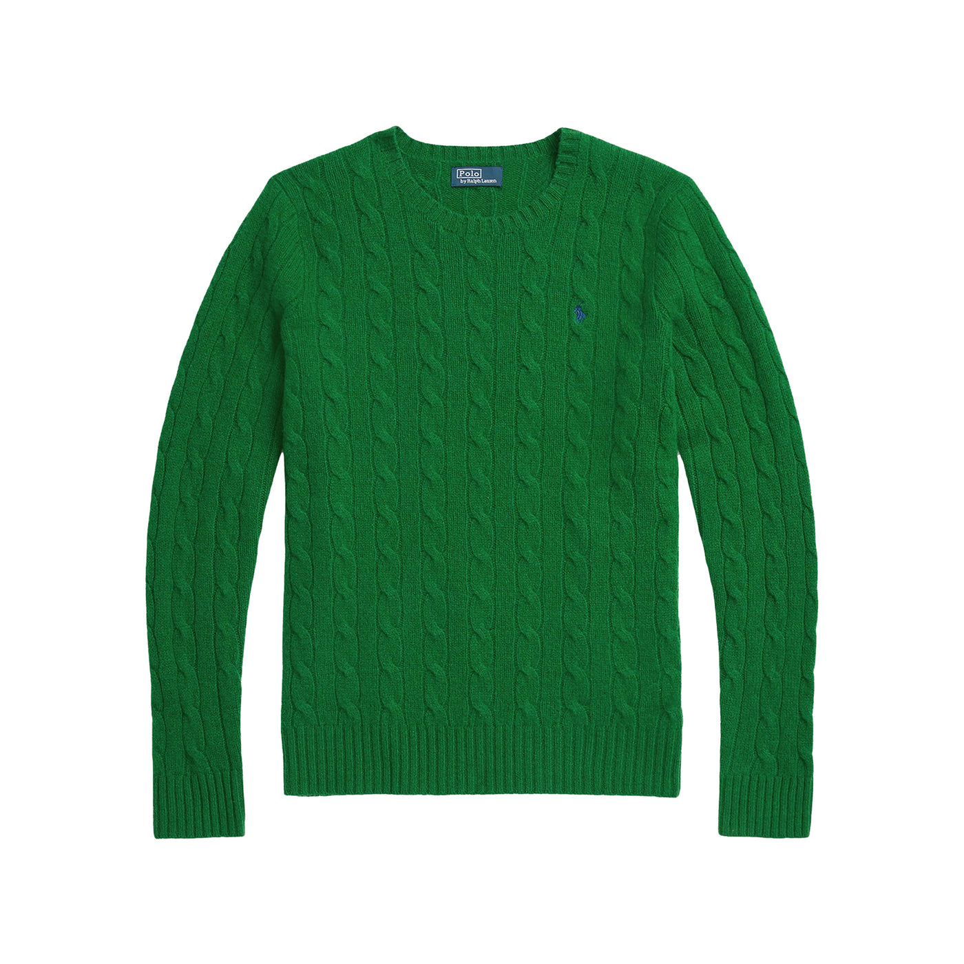 Maglia Donna a girocollo, in misto cashmere Verde, con logo ricamato 