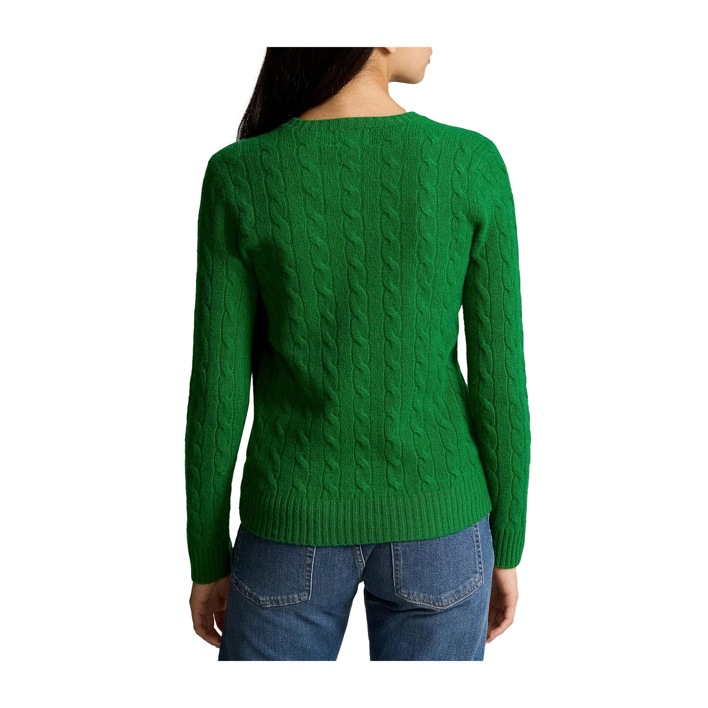 Maglia Donna a girocollo, in misto cashmere Verde, con logo ricamato 