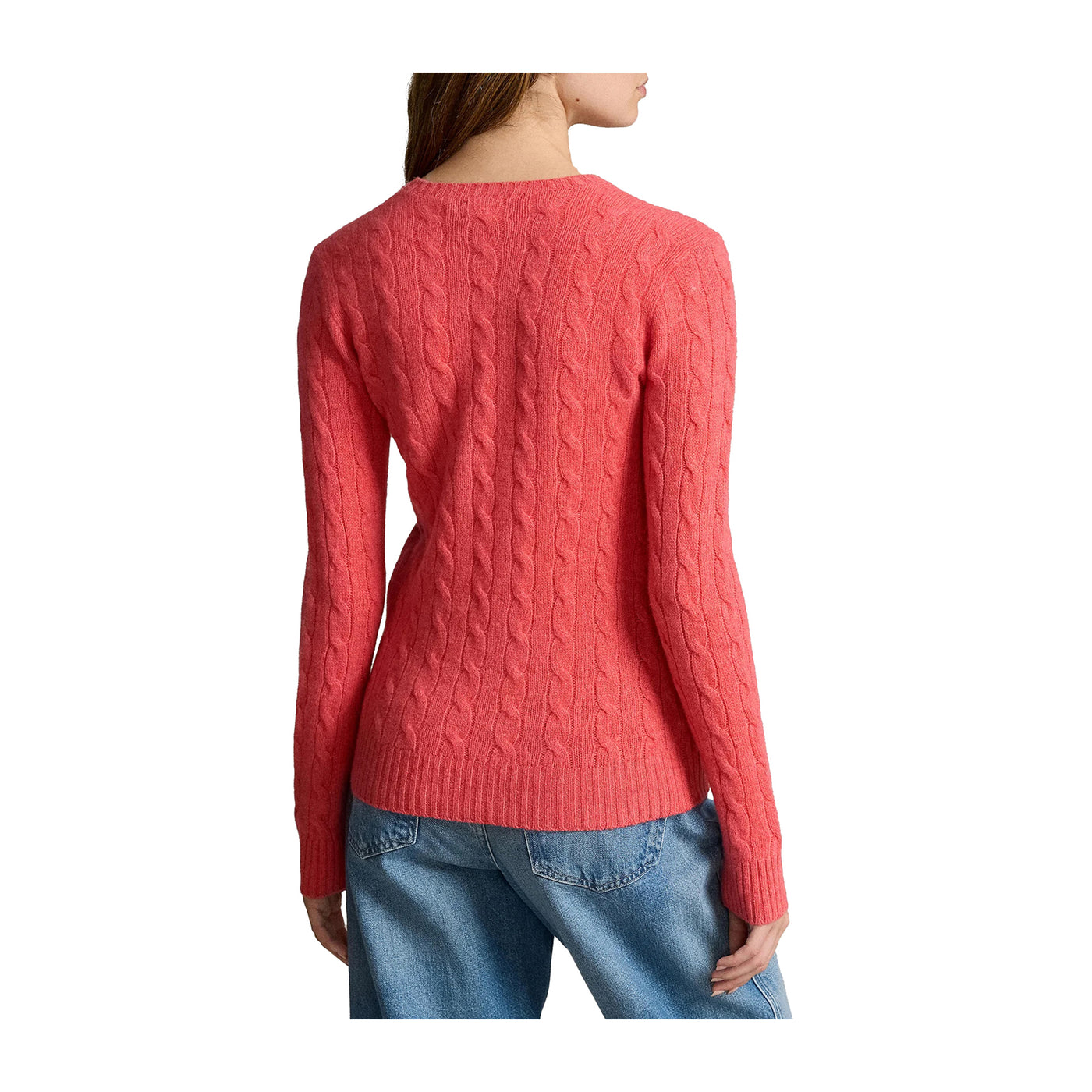 Maglia Donna in misto cashmere, intrecciata, con logo celeste