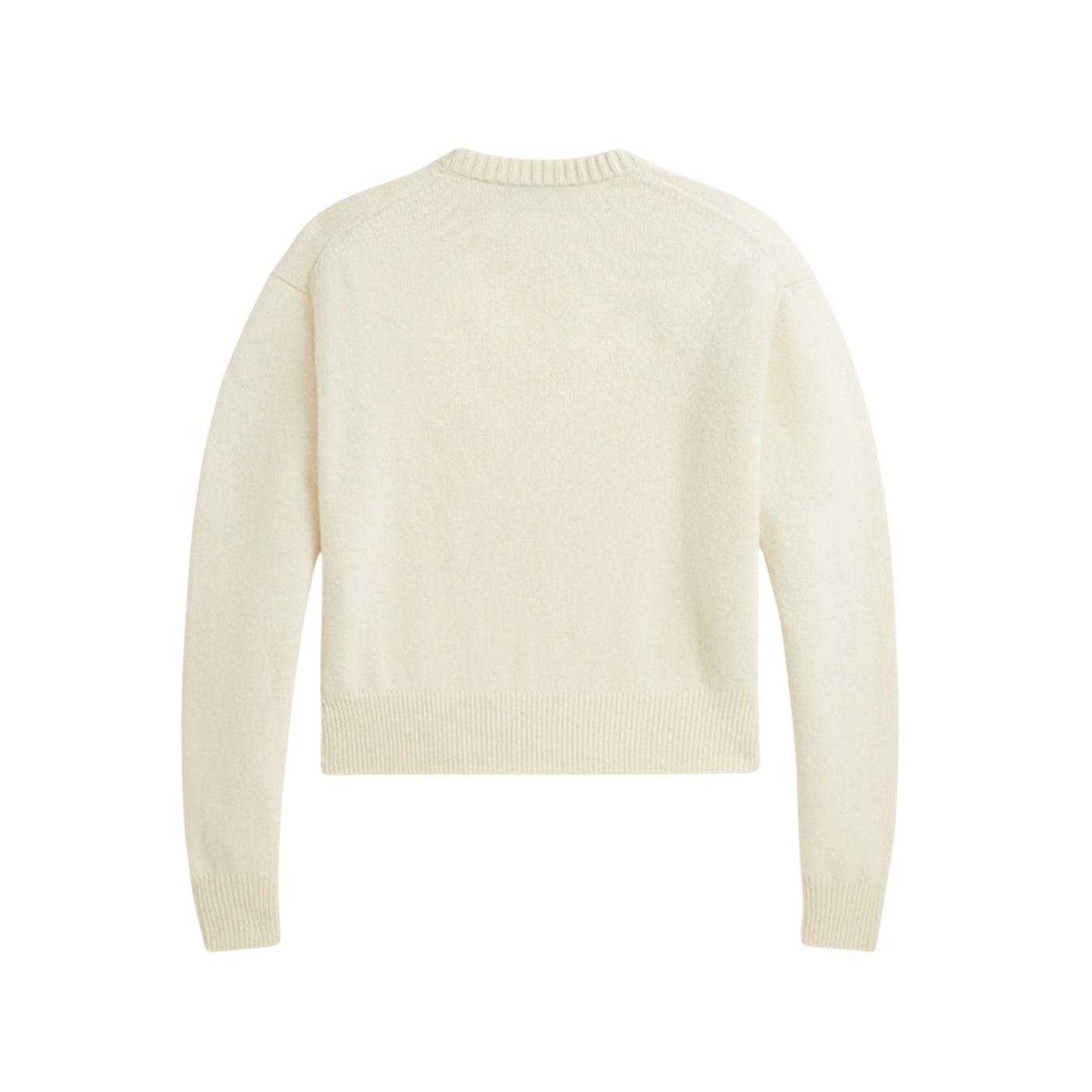 Maglia Donna Panna a girocollo, con logo Blu ricamato sul fondo