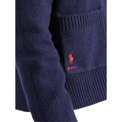 Cardigan Donna con tasche applicate Navy dettaglio