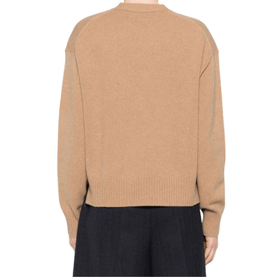 Cardigan Donna con tasche applicate Beige modella retro