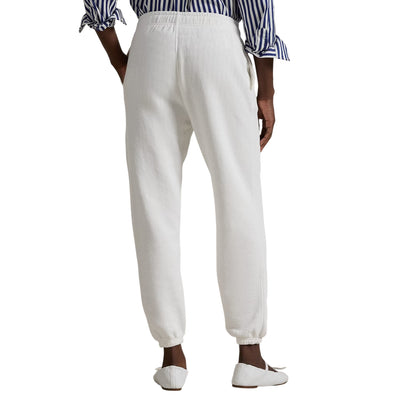 Pantaloni sportivi Donna in felpa leggera bianco modella retro