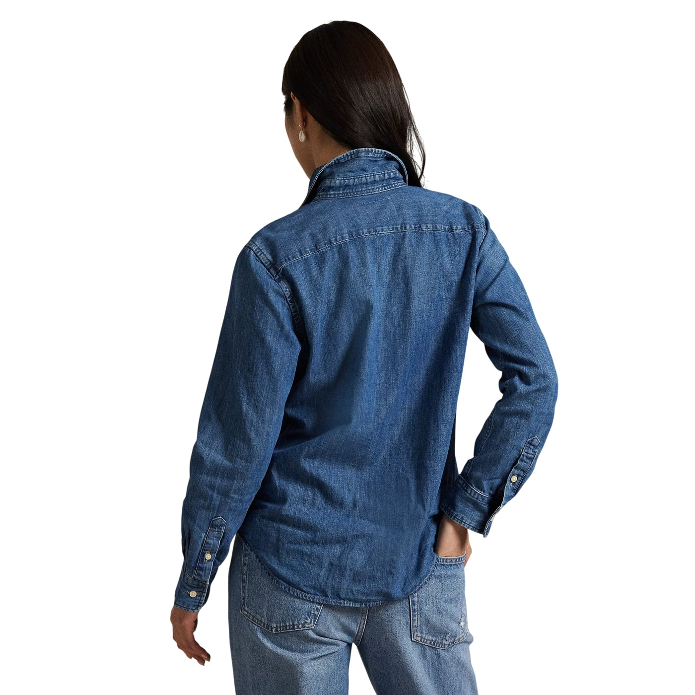 Camicia Donna in denim Slim-Fit Blu modello retro
