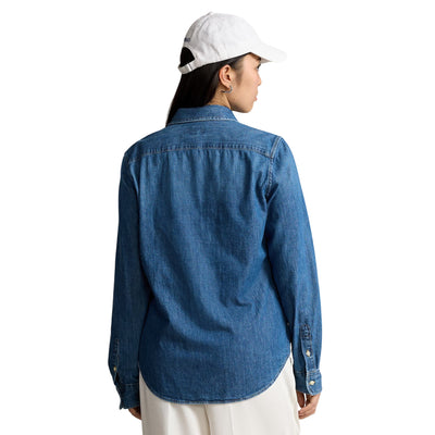 Camicia Donna in denim Slim-Fit modella retro