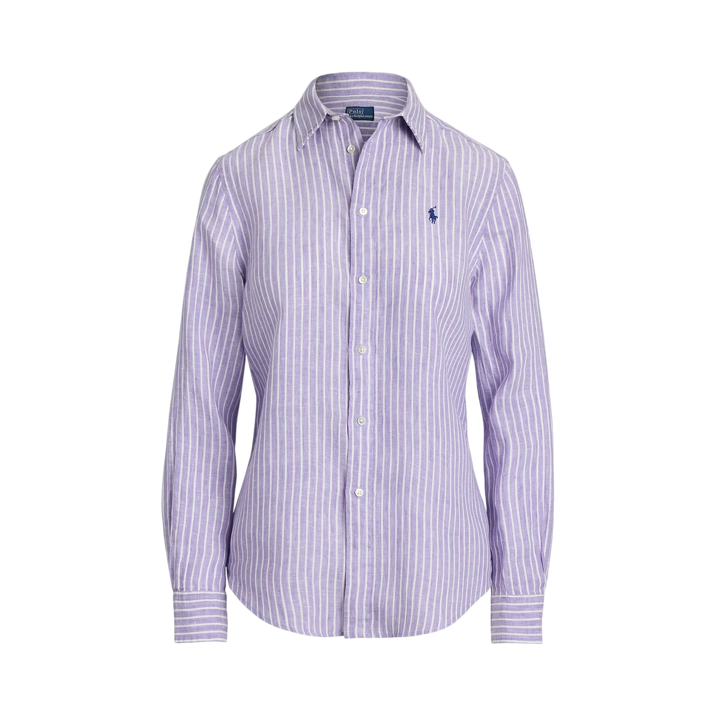 Camicia Donna in lino a righe viola