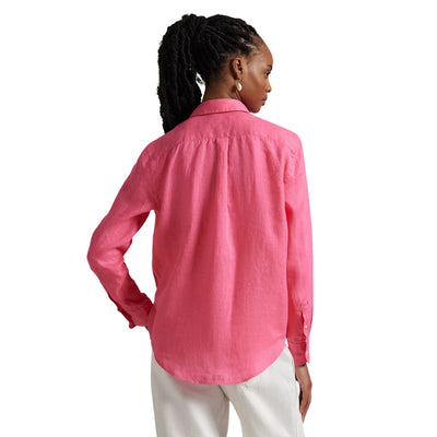 Camicia Donna in lino Classic-Fit Fucsia modella retro