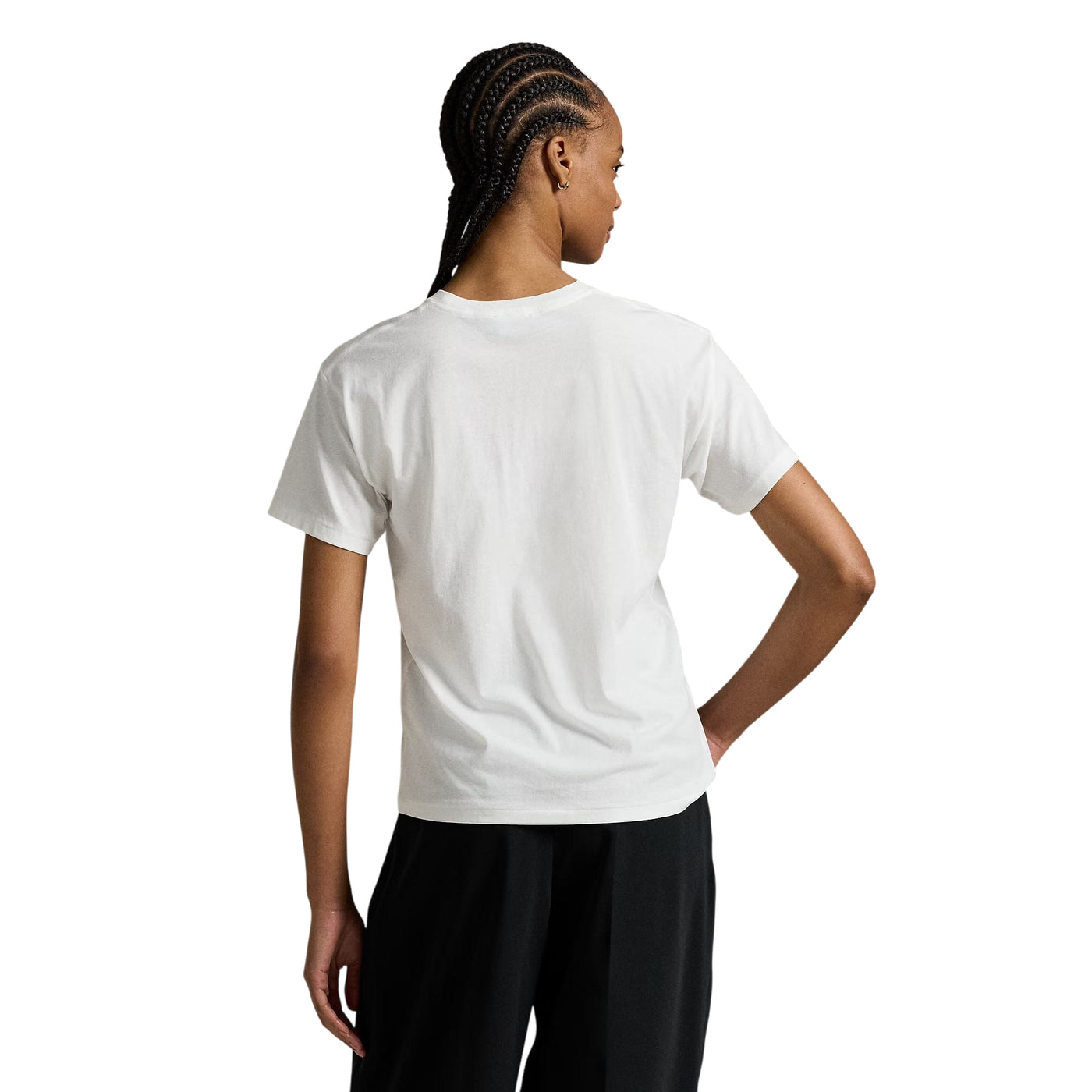 T-shirt Donna con maxi scritta POLO modella retro
