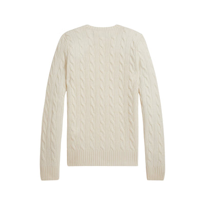 Maglia Donna a trecce in lana e cashmere Crema