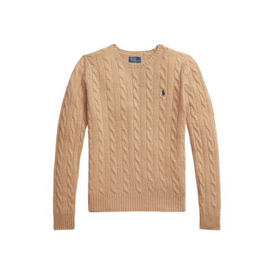 Maglia Donna a trecce in lana e cashmere Beige