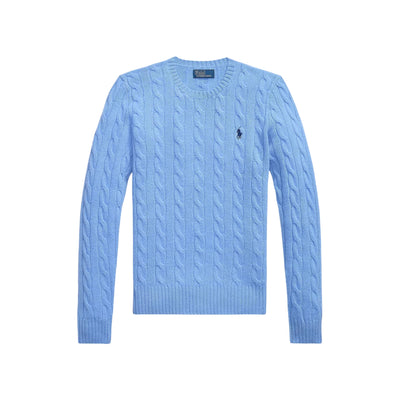 Maglia Donna a trecce in lana e cashmere Azzurro