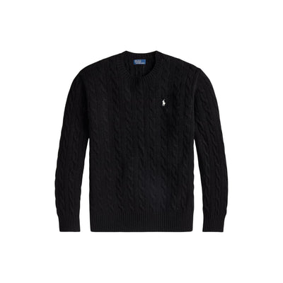 Maglia Donna a trecce in lana e cashmere Nero