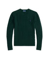 Maglia Donna a trecce in lana e cashmere Verde scuro
