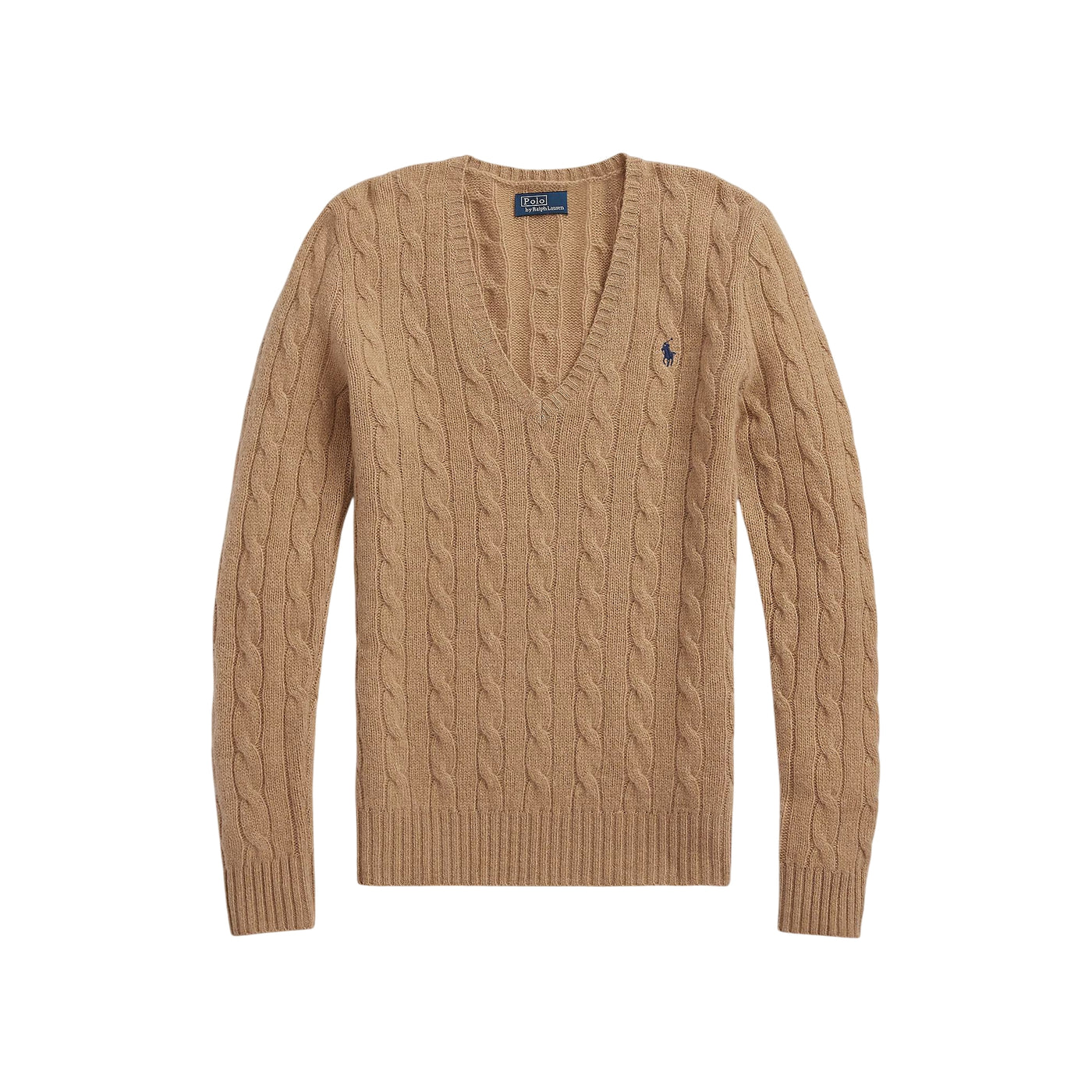 Maglia Donna a trecce con scollo a V Marrone