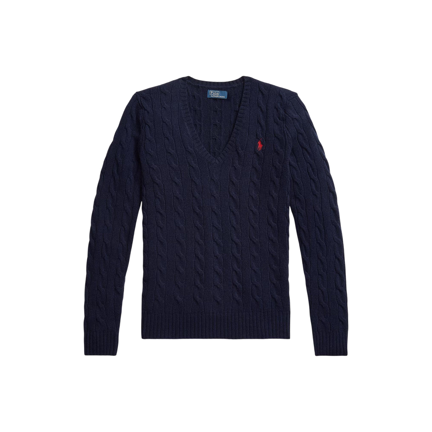 Maglia Donna a trecce con scollo a V Navy