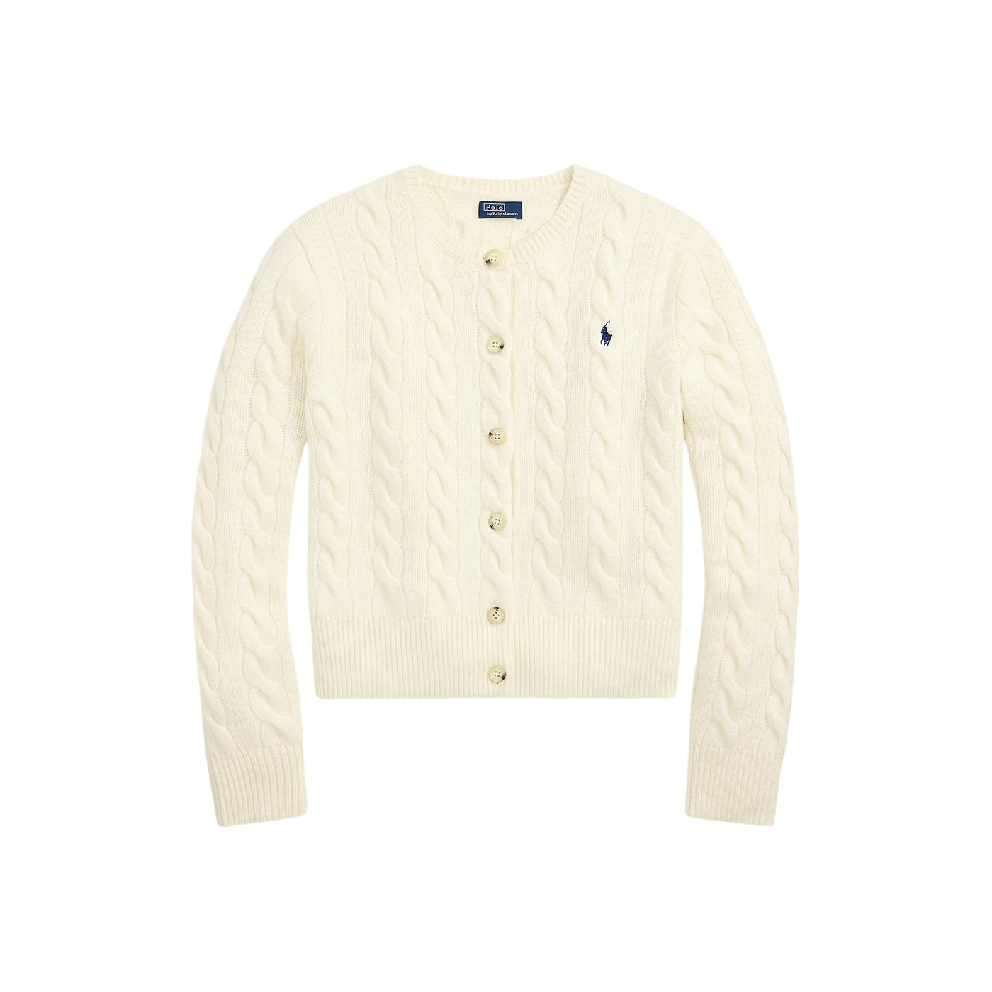 Cardigan Donna a trecce con bottoni Crema