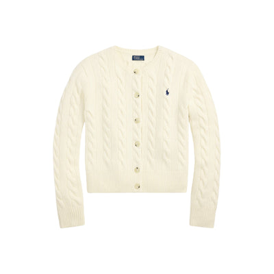 Cardigan Donna a trecce con bottoni Crema