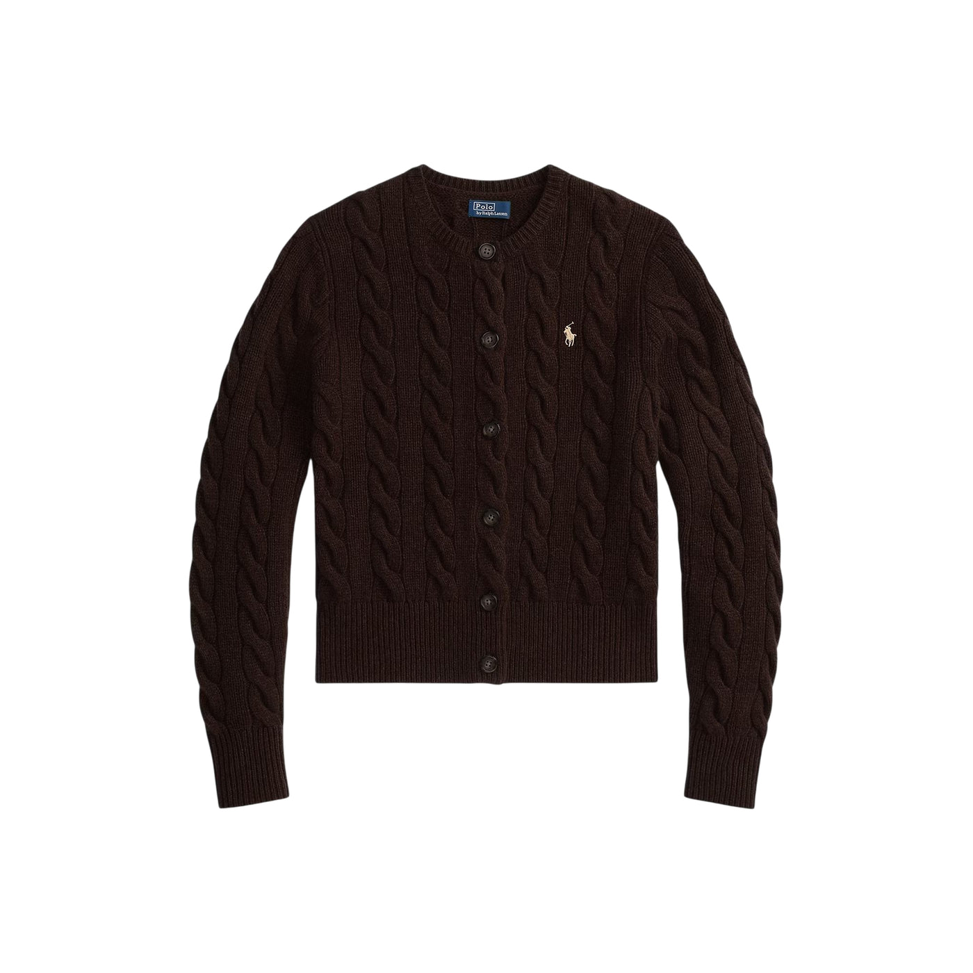 Cardigan Donna a trecce con bottoni Marrone