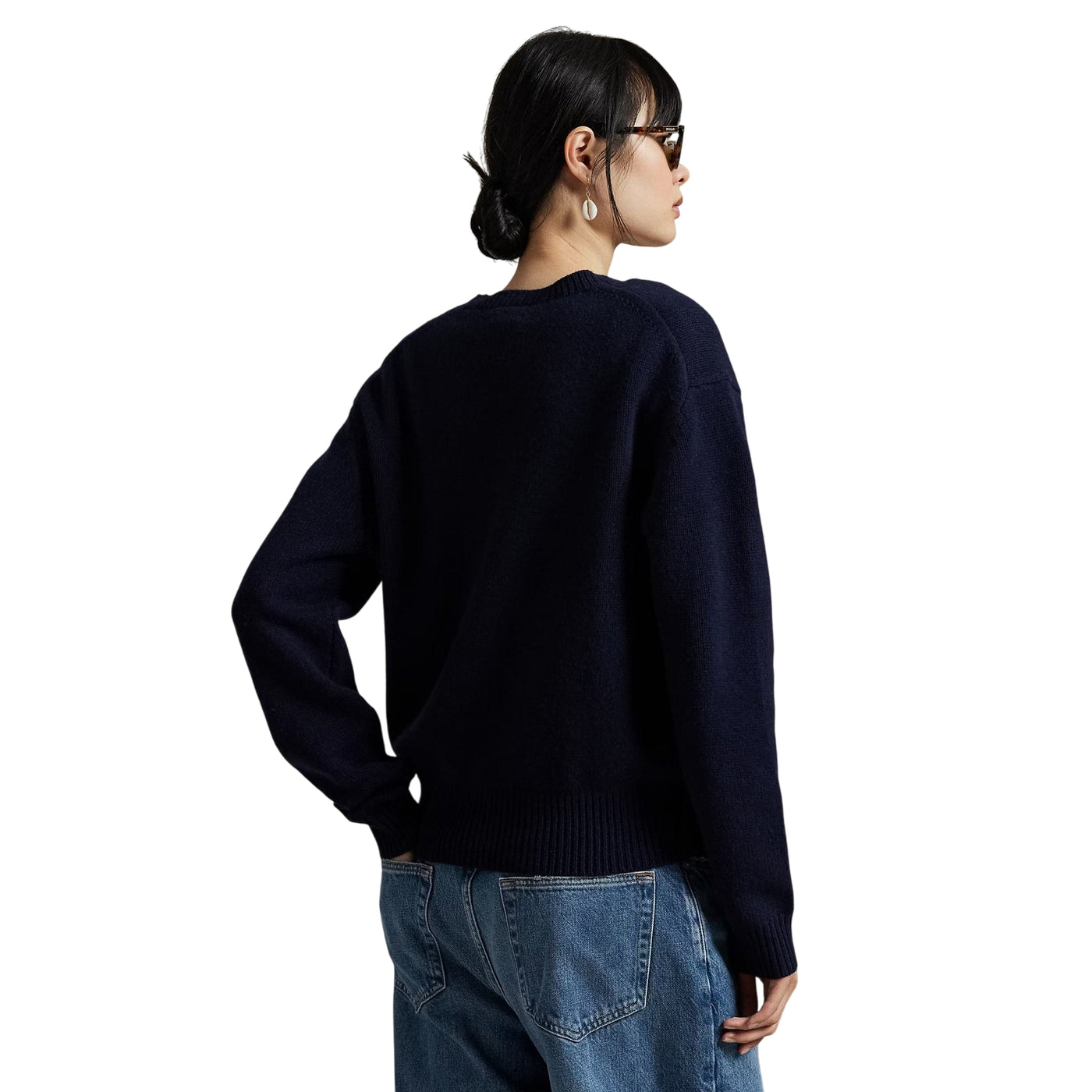 Maglione Donna Navy con Polo Bear modella retro