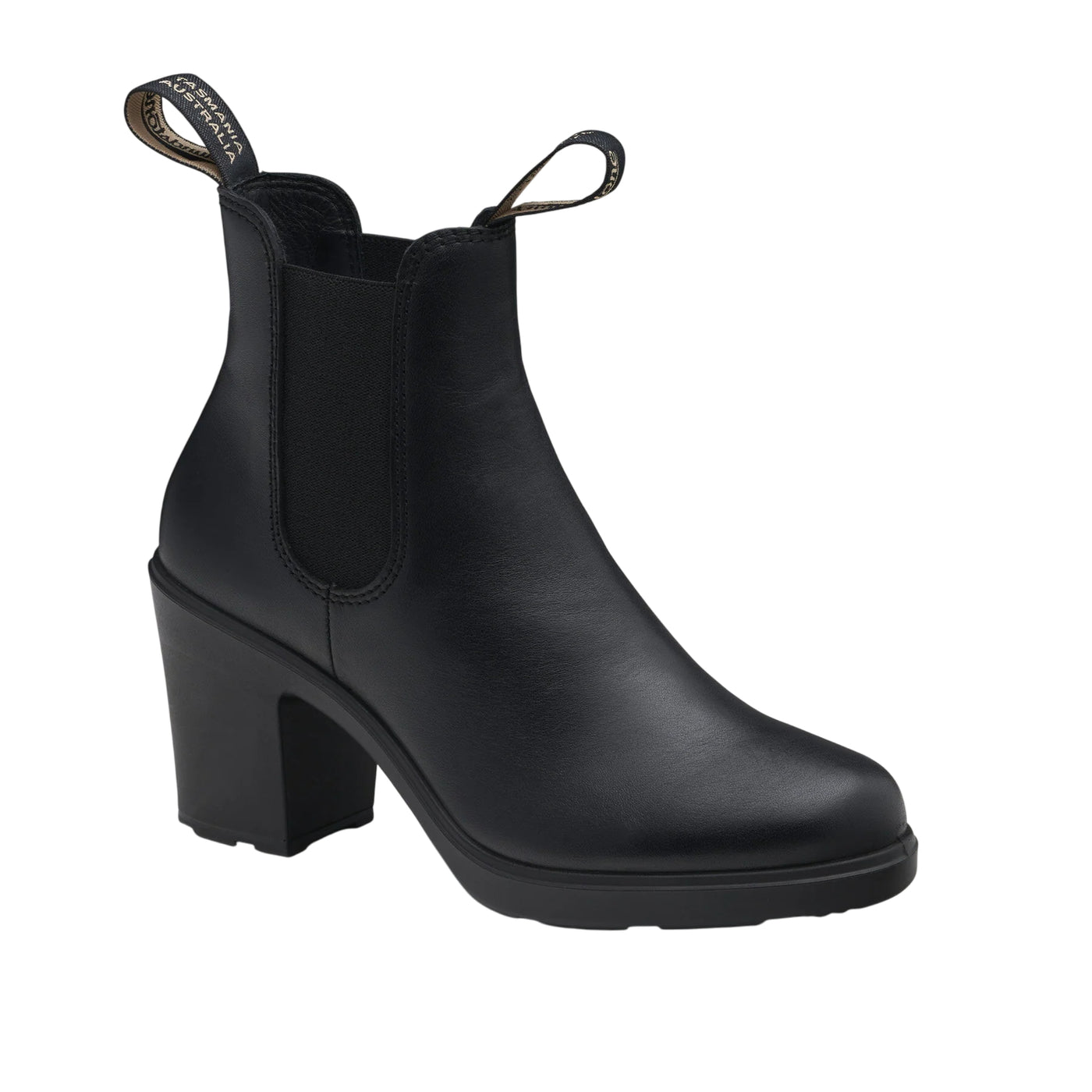 Stivaletto Donna in pelle con elastico laterale e tacco largo