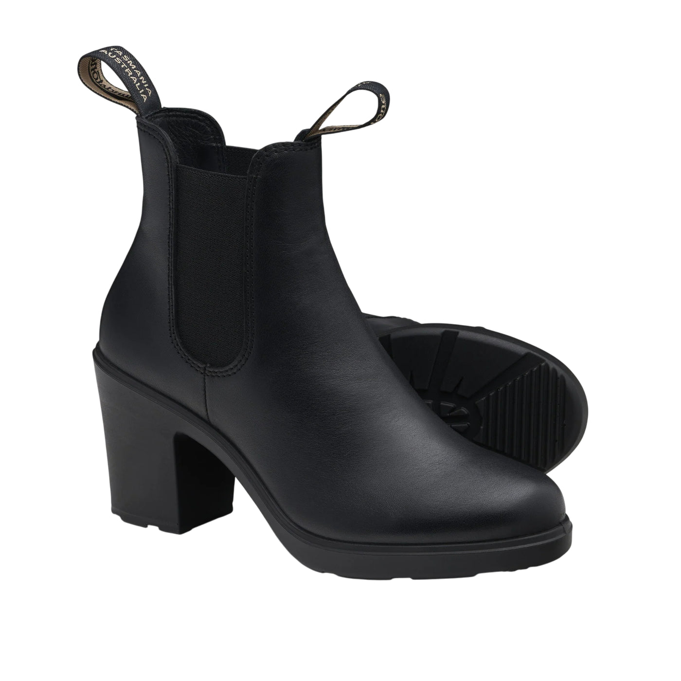 Stivaletto Donna in pelle con elastico laterale e tacco largo