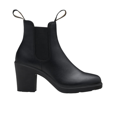 Stivaletto Donna in pelle con elastico laterale e tacco largo