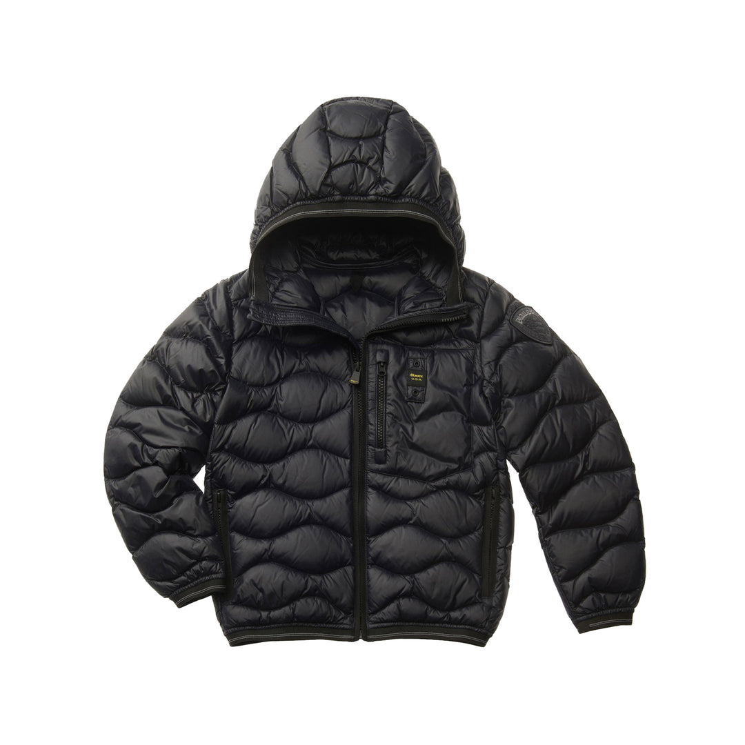 Piumino Bambino Blauer Sito Giubbetto Nylon Con Pelliccia Eco