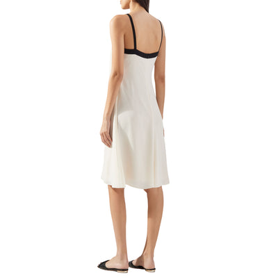 Abito midi Donna bicolore bianco e nero modella retro