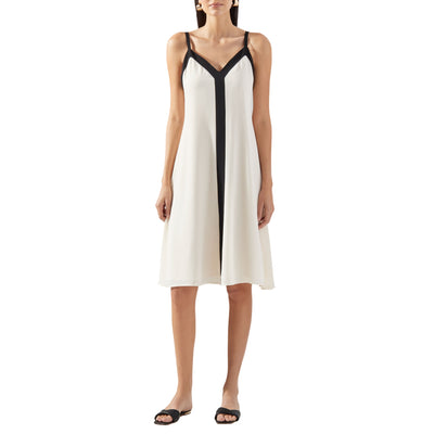 Abito midi Donna bicolore bianco e nero modella frontale