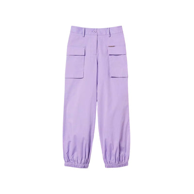 Pantaloni Cargo da bambina in popeline viola