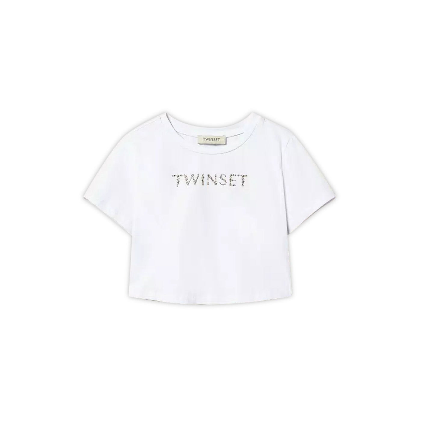 T-shirt Bambina Bianca cropped con logo