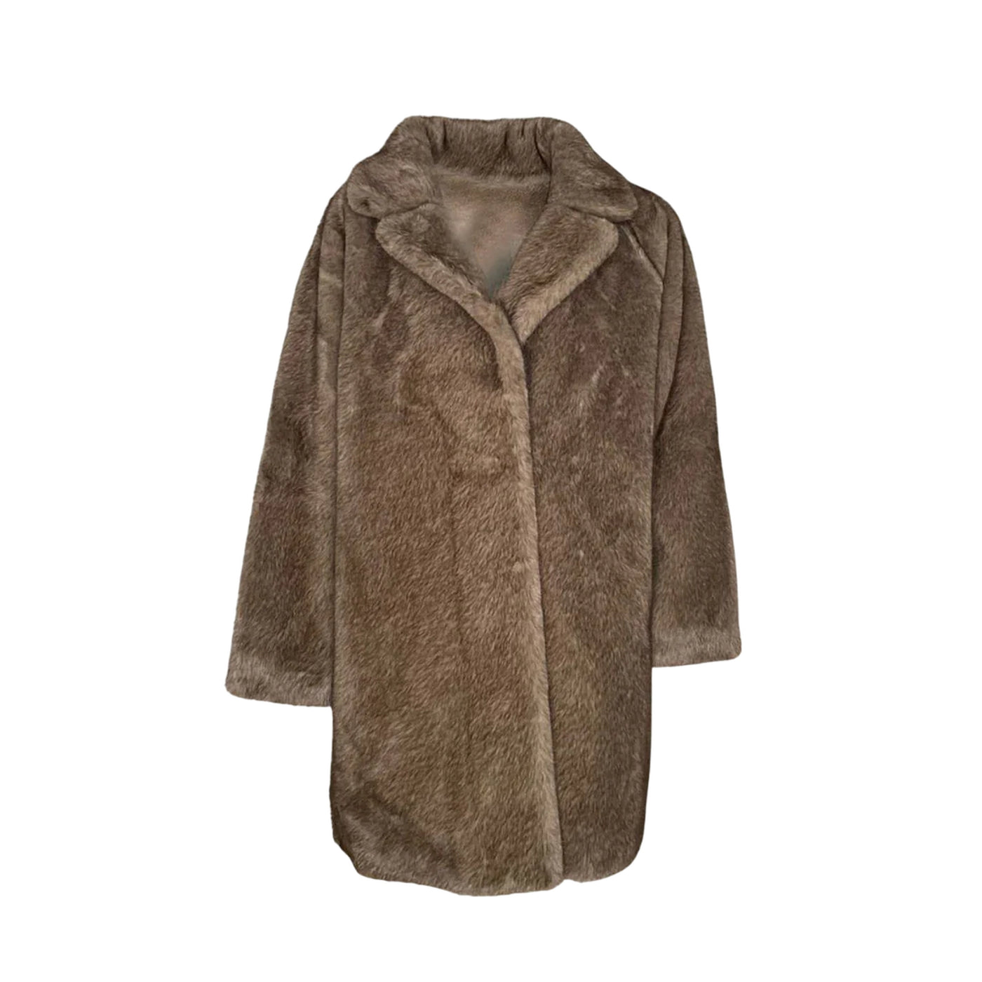 Cappotto Donna lungo, con chiusura monopetto, in eco pelliccia