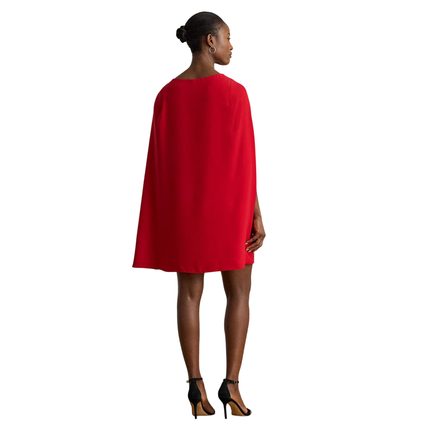 Abito Donna corto con mantella Rosso modella retro