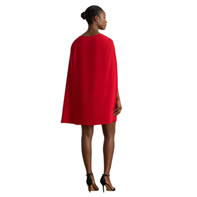Abito Donna corto con mantella Rosso modella retro