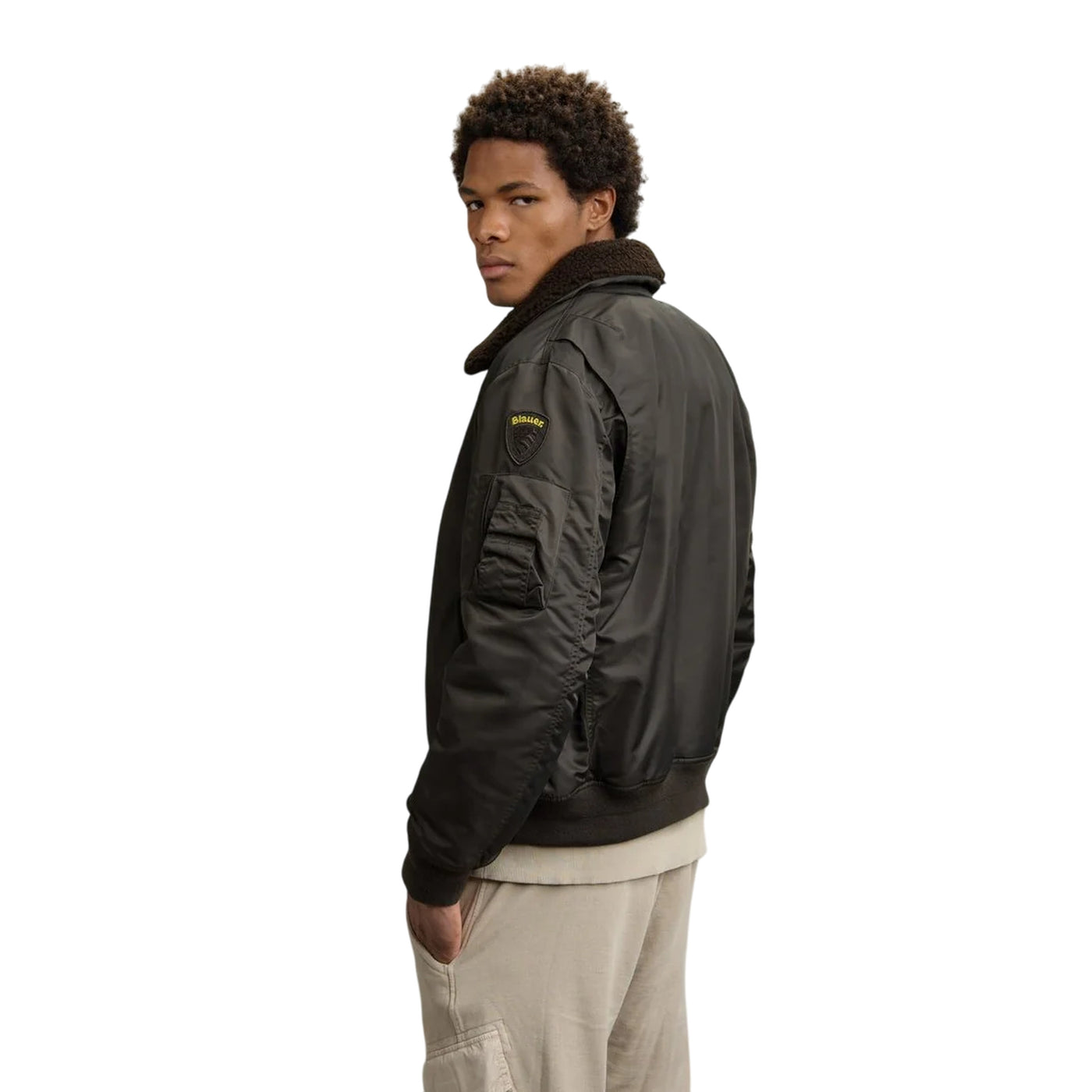 Bomber Uomo, con taschino sul petto e colletto in pelliccia sintetica