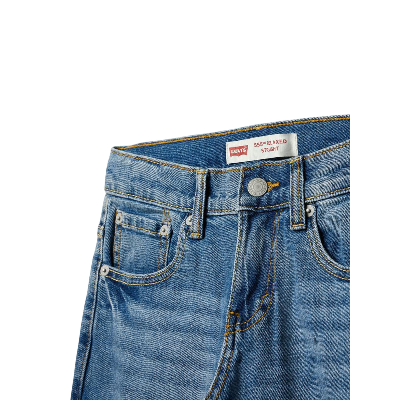 Jeans Junior cinque tasche, con gamba dritta ed etichetta logo