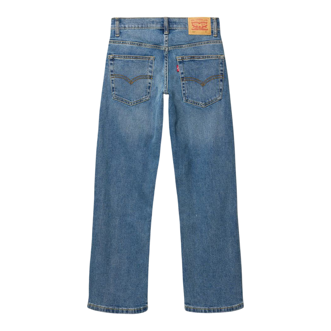 Jeans Junior cinque tasche, con gamba dritta ed etichetta logo