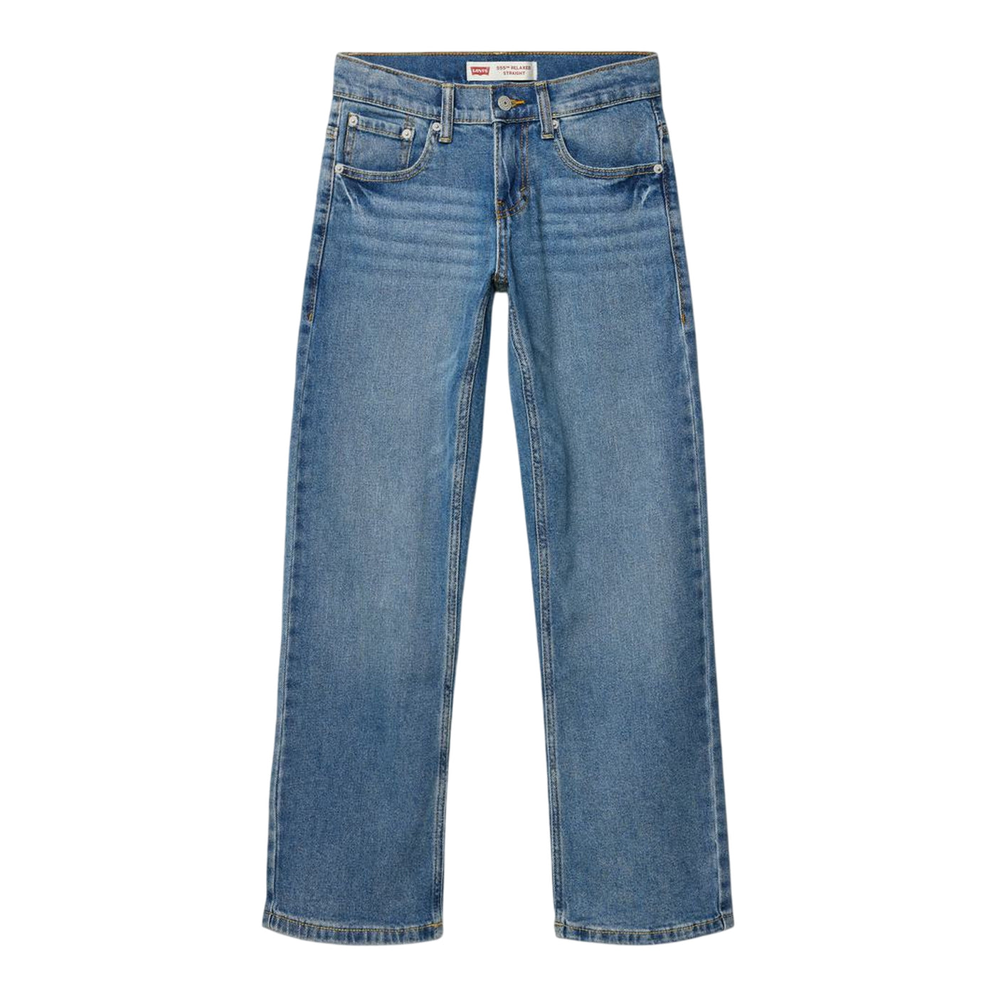 Jeans Junior cinque tasche, con gamba dritta ed etichetta logo