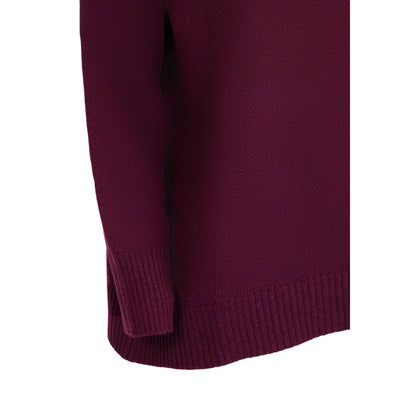 Maglia Donna girocollo in lana bordeaux dettaglio