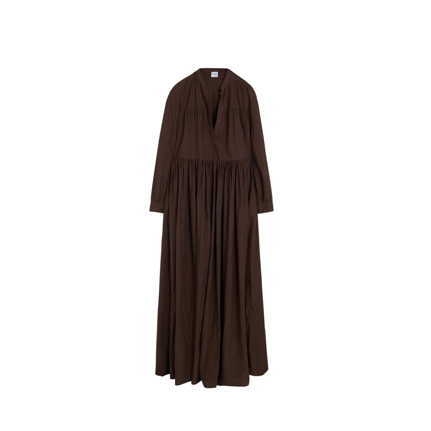 Abito lungo da donna in mussola di cotone marrone