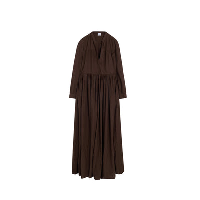 Abito lungo da donna in mussola di cotone marrone