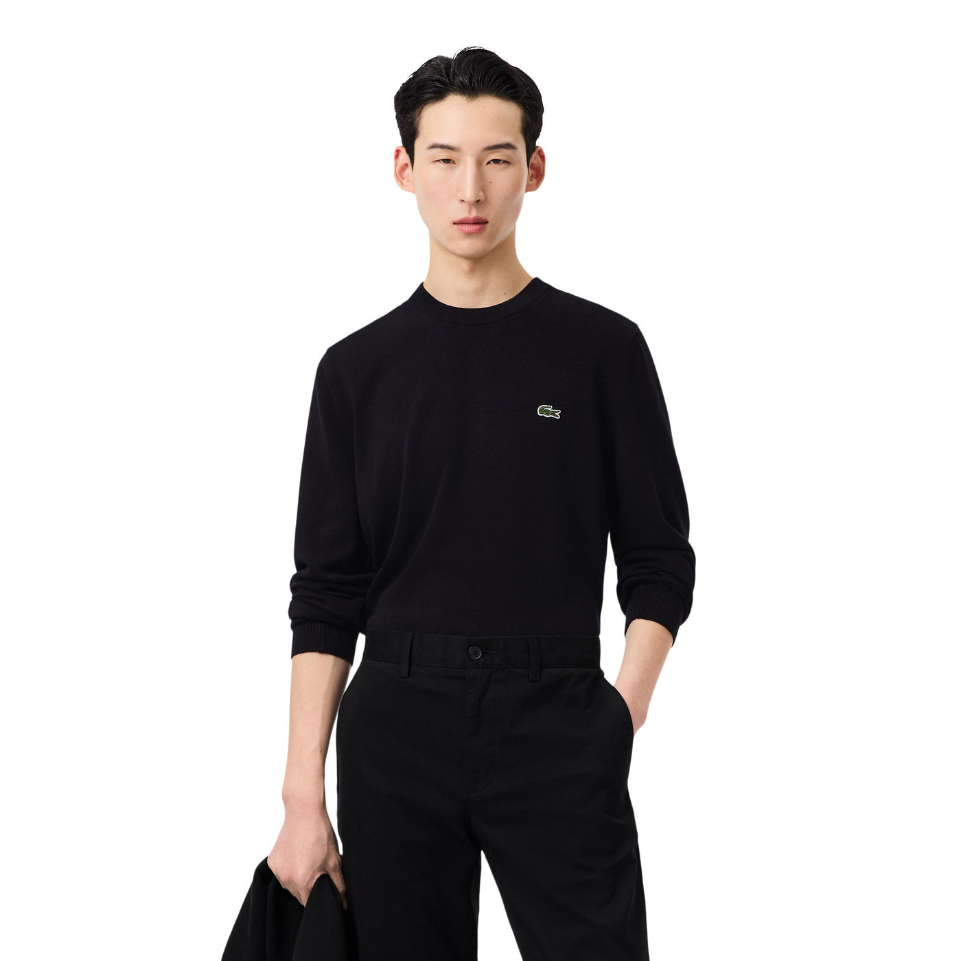Pullover girocollo monocromatico in cotone
