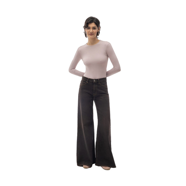 Jeans Donna wide leg Marrone