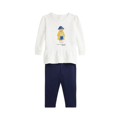 Completo da Neonata bianco e blu con orso