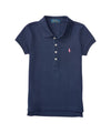 Polo in piqué stretch Navy da Bambina
