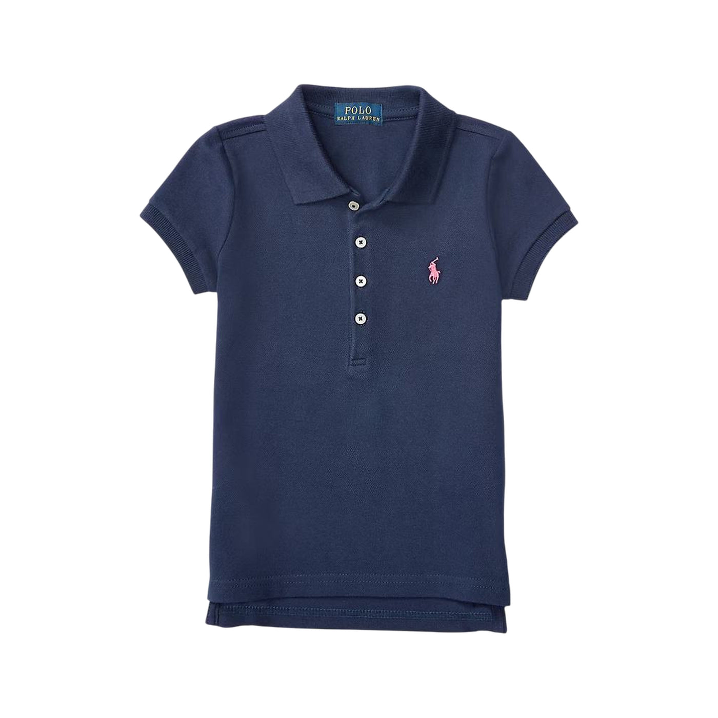 Polo in piqué stretch Navy da Bambina