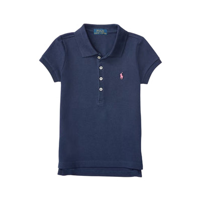 Polo in piqué stretch Navy da Bambina