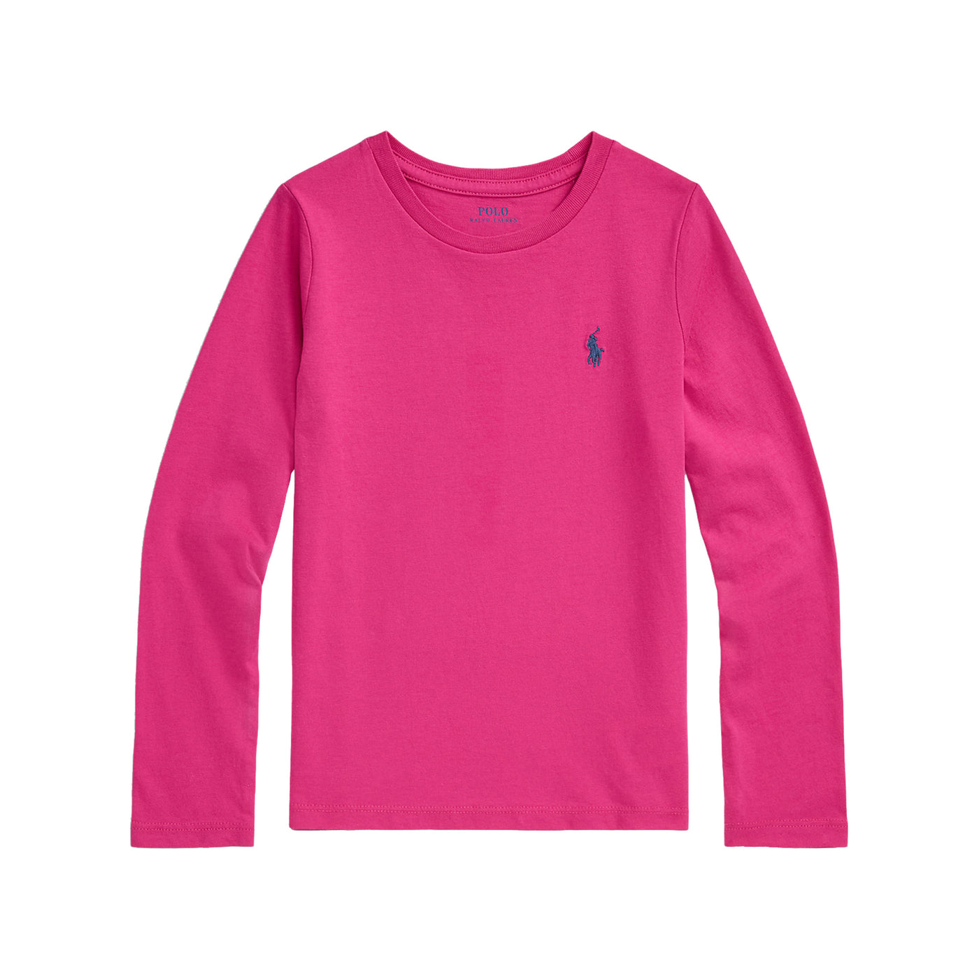 T-shirt Bambina a maniche lunghe, con pony blu, dal taglio classico 