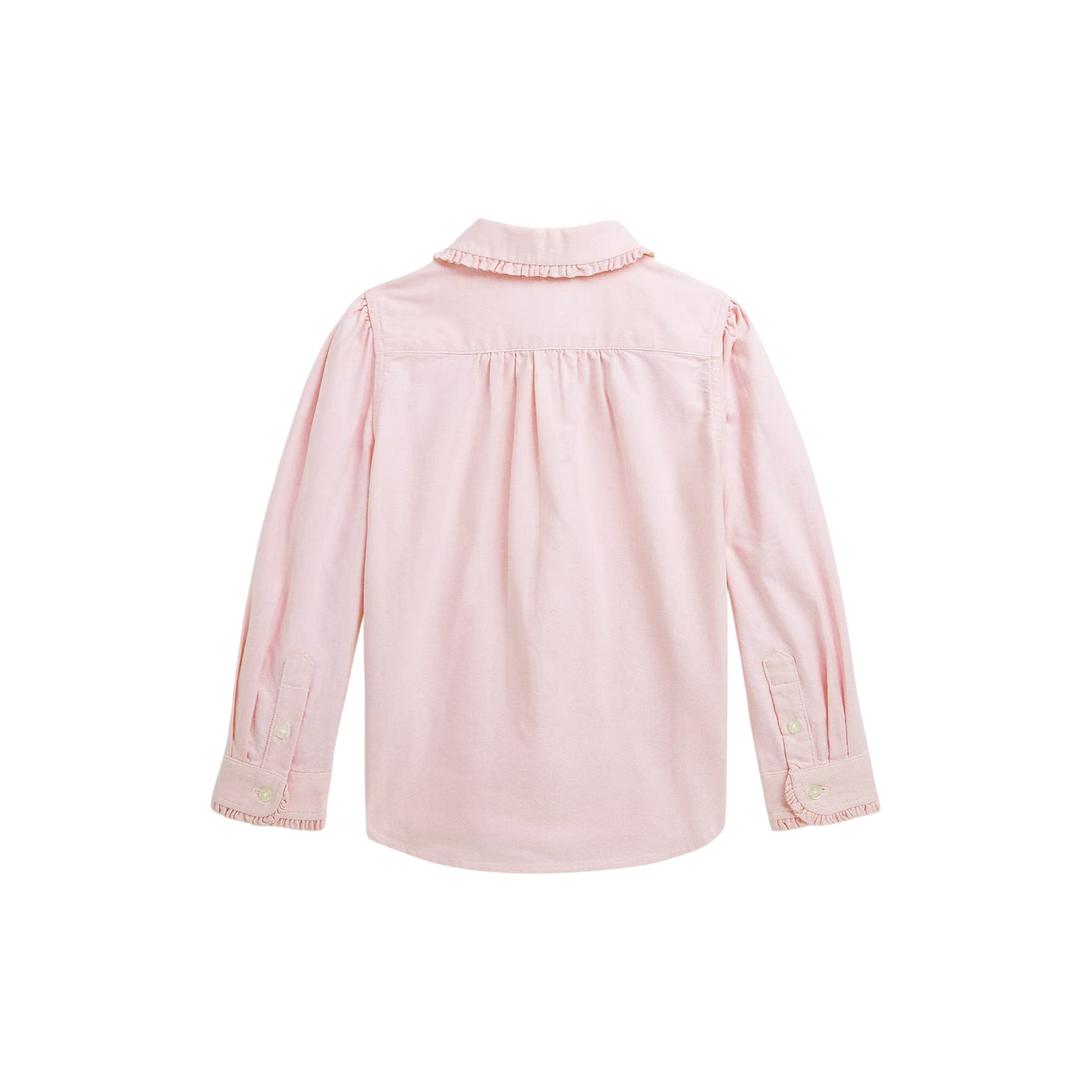 Camicia Bambina in cotone con volant rosa retro