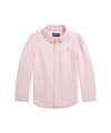 Camicia Bambina in cotone con volant rosa
